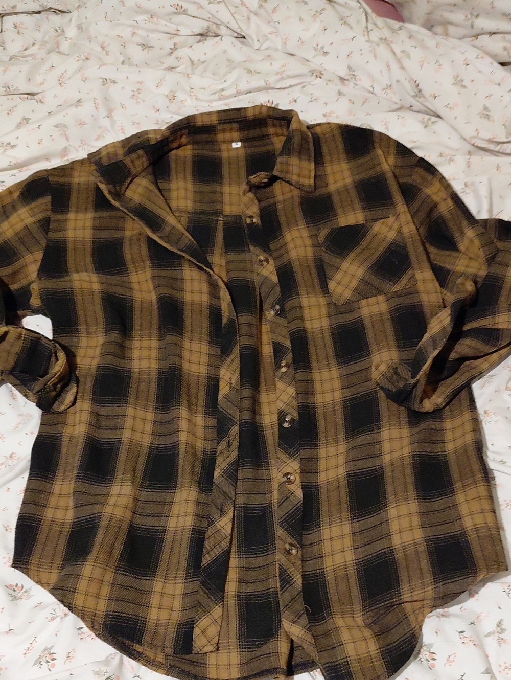 Women's Plaid Button-Down Shirt - Black & Brown